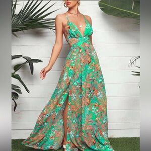 Shein Plunge Neck Maxi Dress